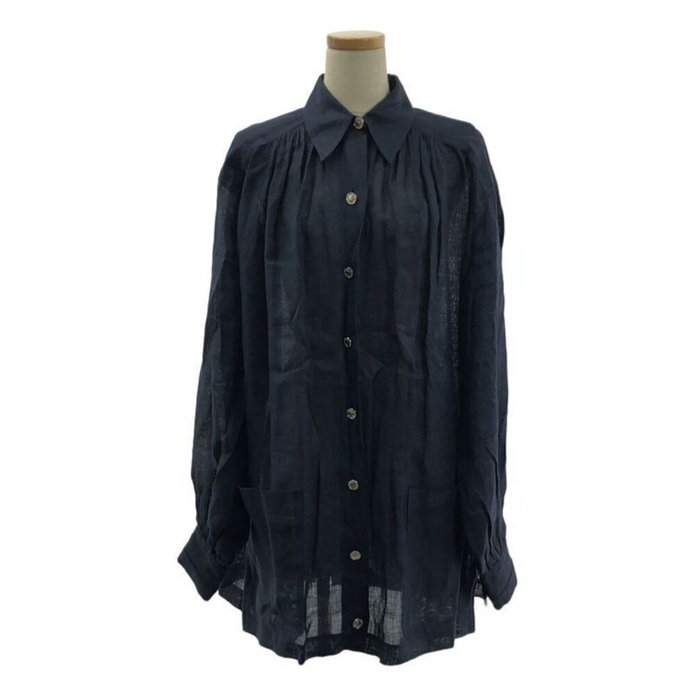 Chanel - Coco Mark Button Linen Gathered Oversize… - image 1